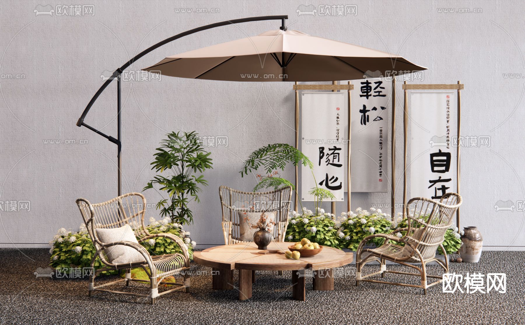 户外桌椅 露营桌椅 商业外摆3d模型下载