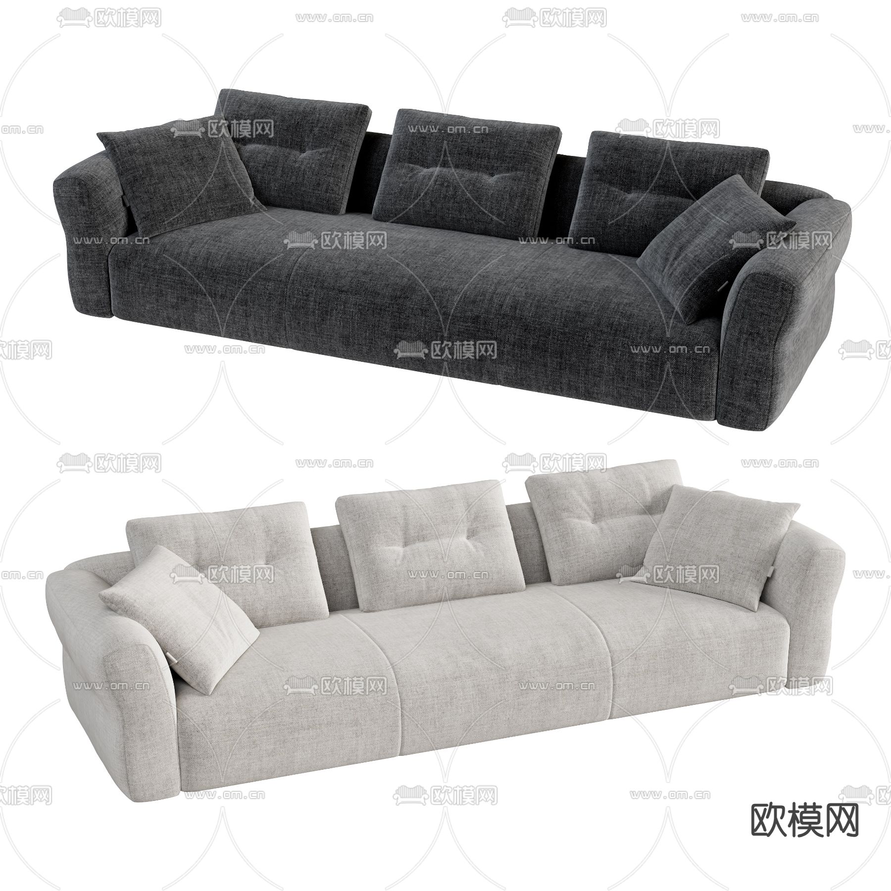 三人沙发 多人沙发3d模型下载