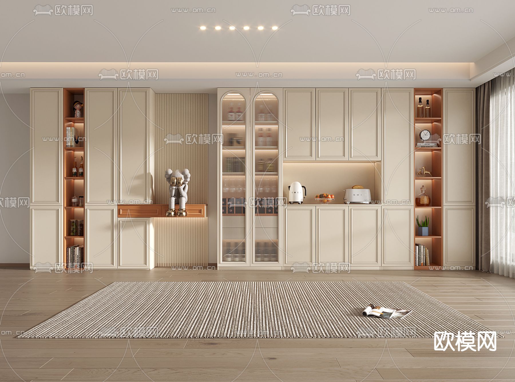 奶油风酒柜 餐边柜3d模型下载