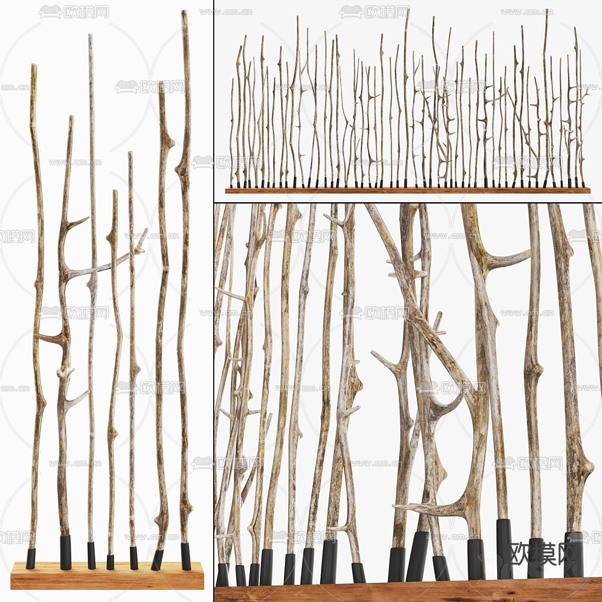 树干隔断 原木栏杆3d模型下载（渲染图1）