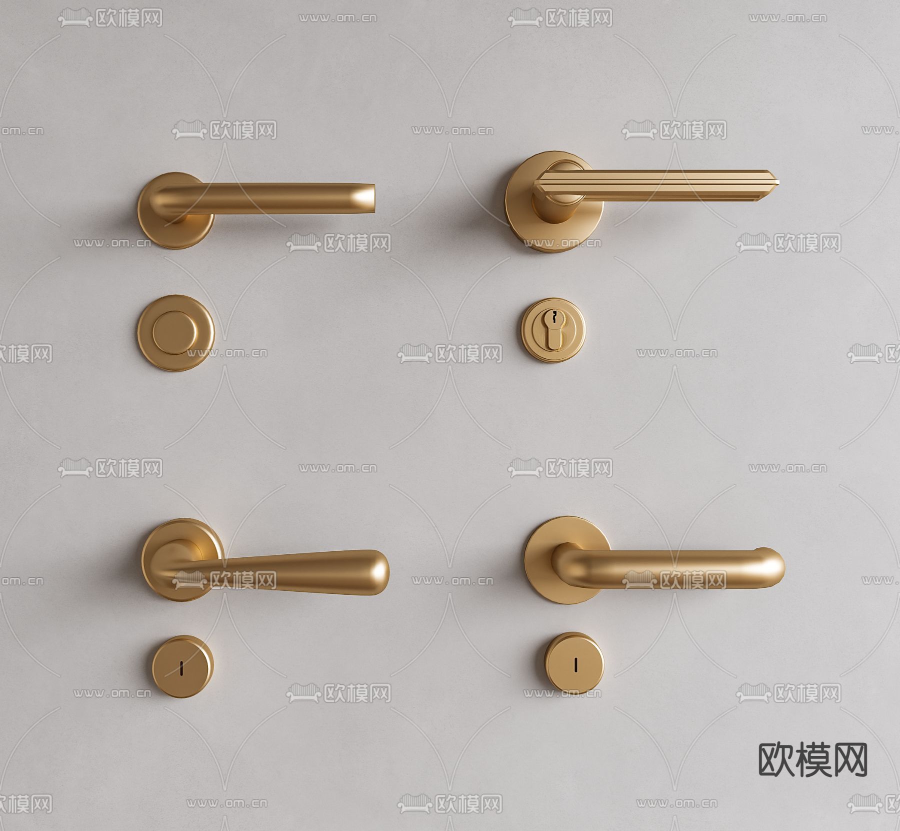 法式门把手 拉手 门锁su模型下载（渲染图2）
