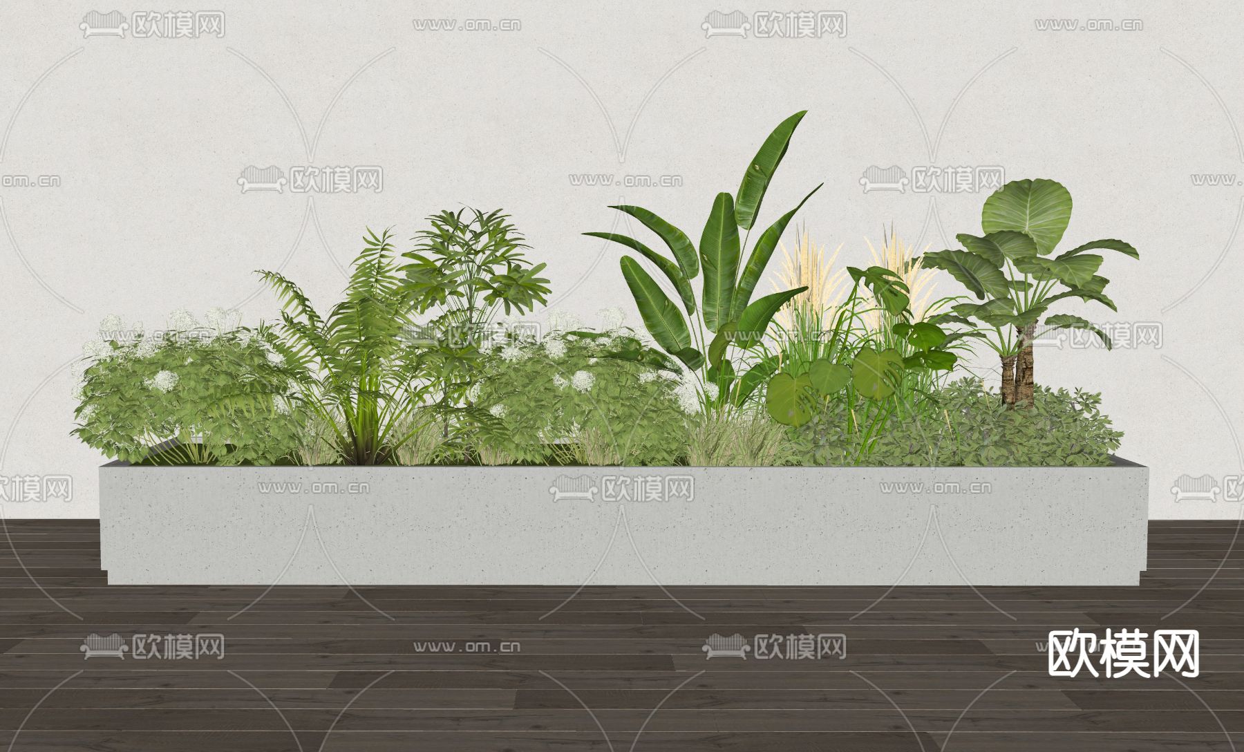 现代植物花箱 植物造景su模型下载（渲染图1）