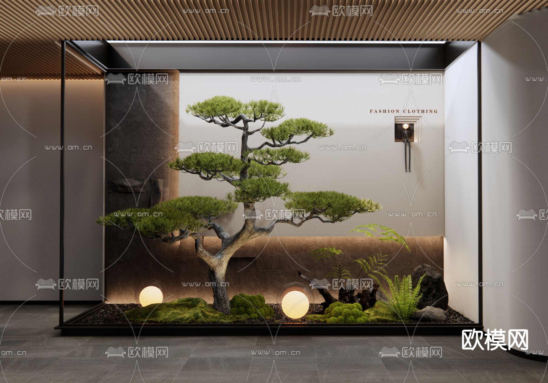 室内景观 松树造景3d模型下载