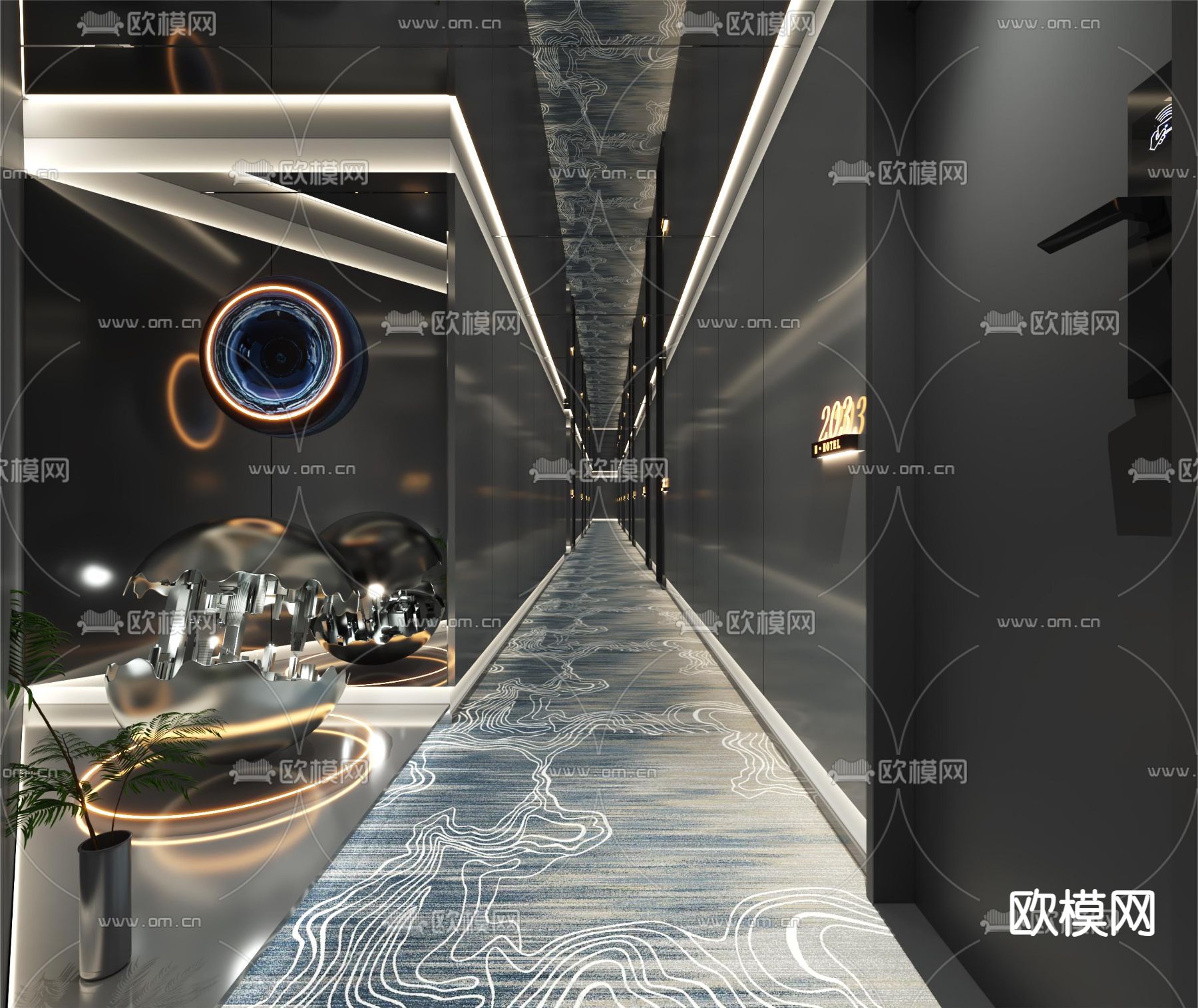 网咖走廊 过道3d模型下载