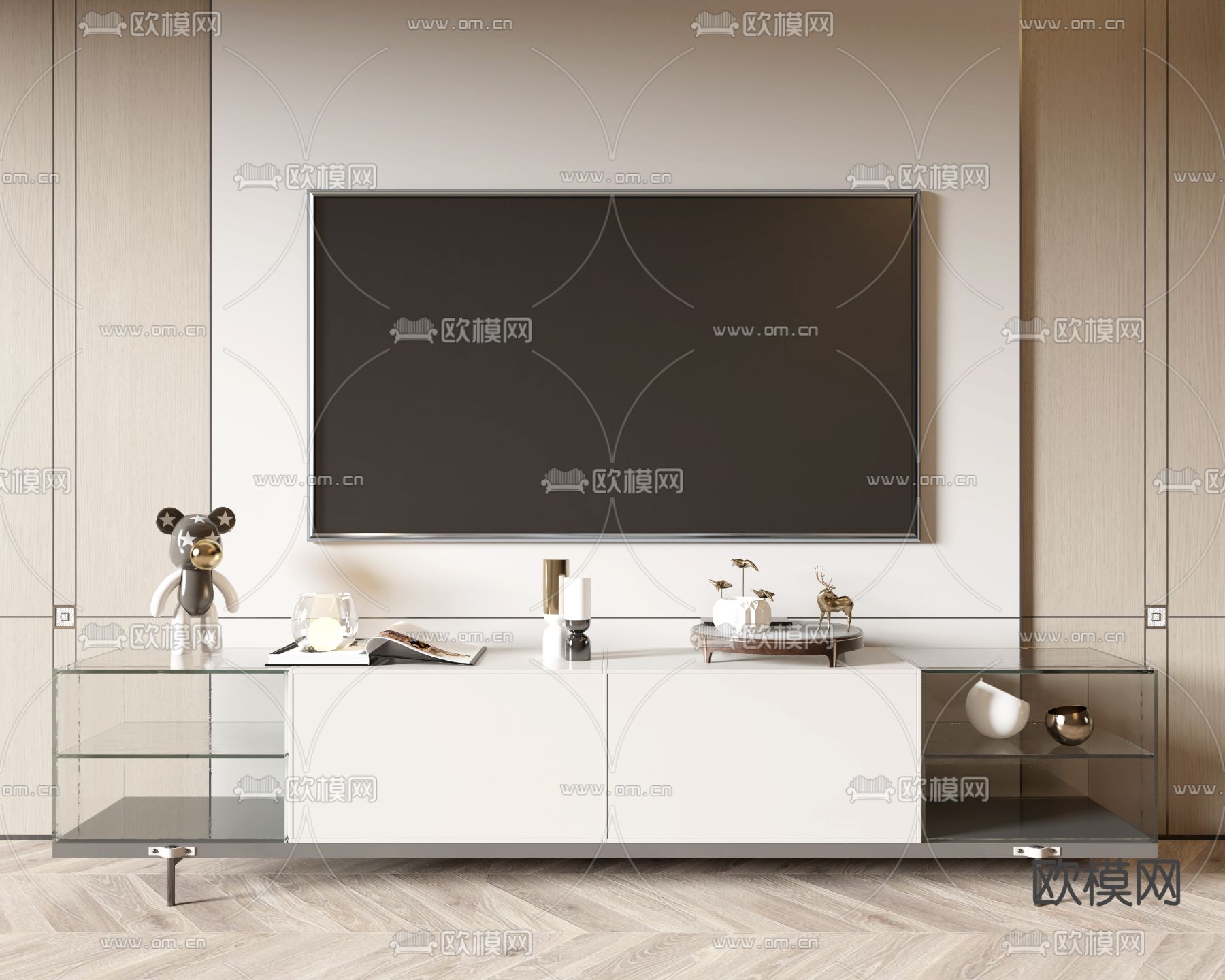 现代电视柜3d模型下载