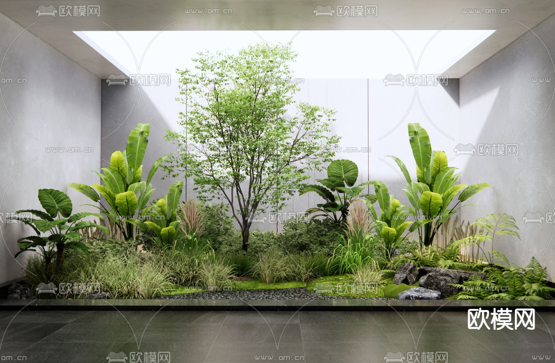 室内景观 植物造景 植物堆3d模型下载