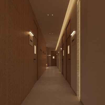  侘寂风走廊过道su模型 