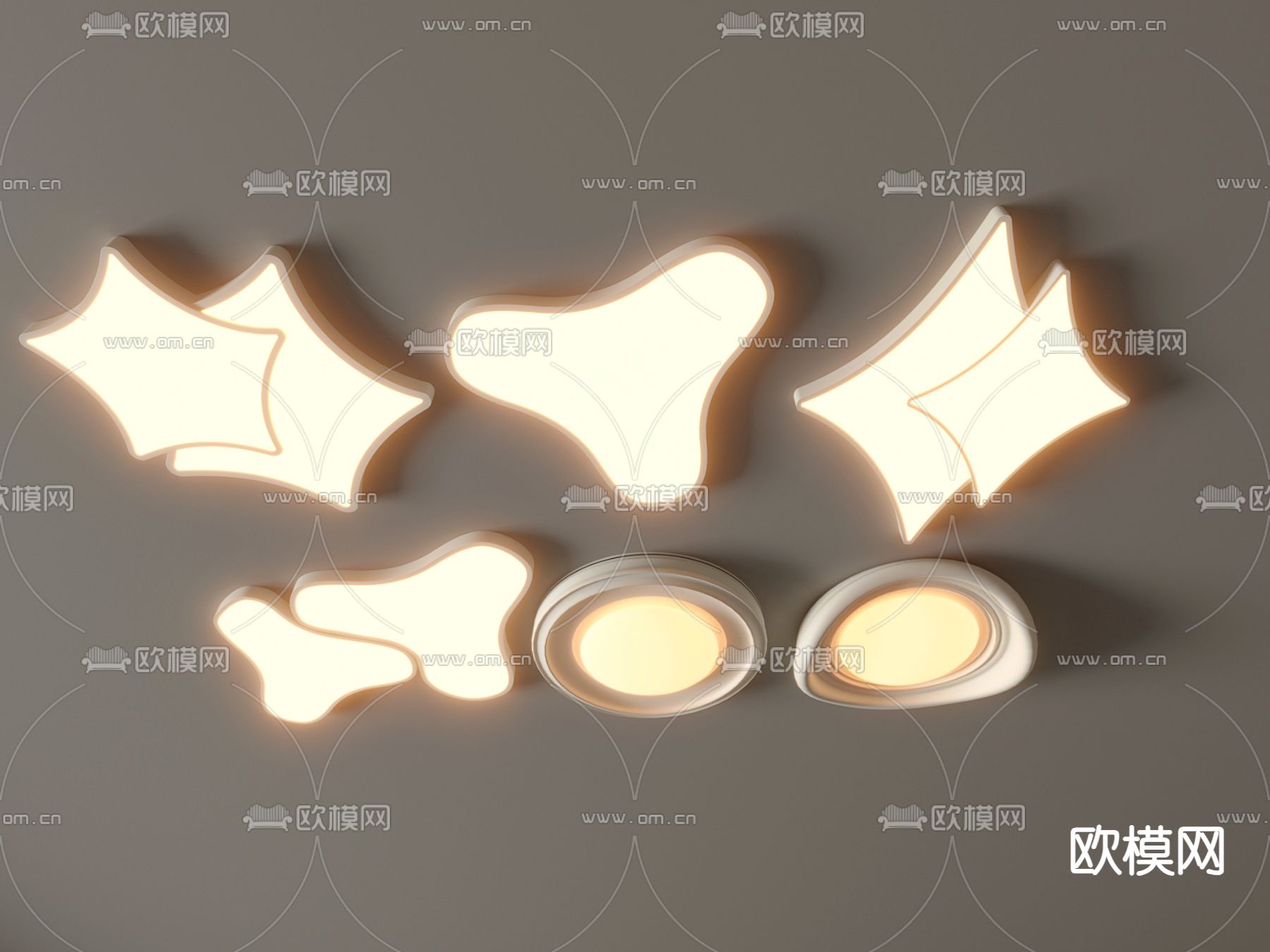 现代吸顶灯su模型下载（渲染图2）