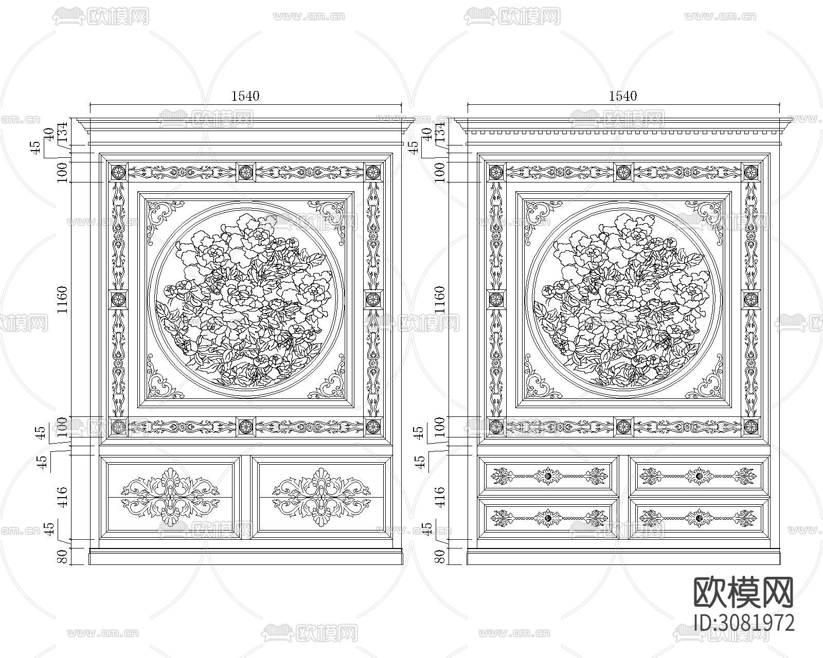 屏风cad图库下载（渲染图1）