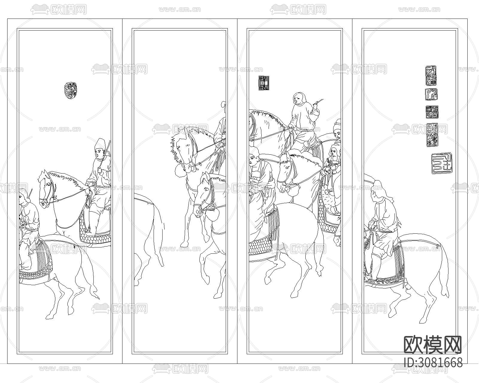 中式雕花cad图库下载（渲染图1）