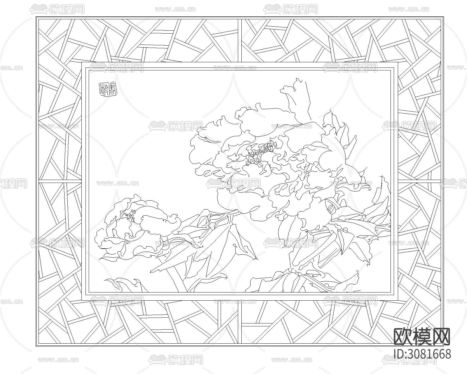 中式雕花cad图库下载（渲染图10）