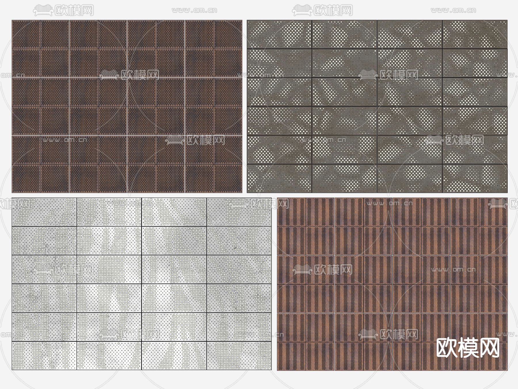 穿孔板 金属板 护墙板su模型