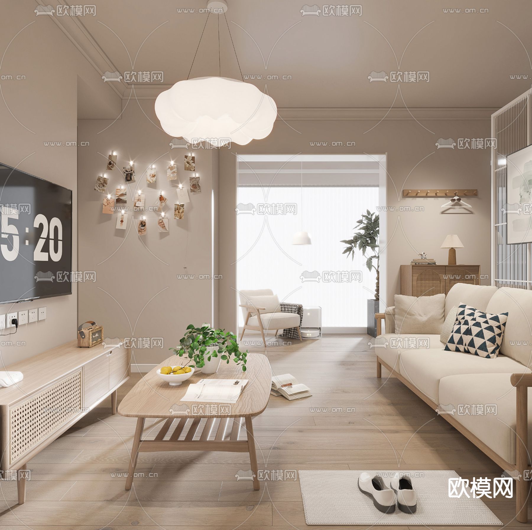 北欧单身公寓su模型下载（渲染图4）