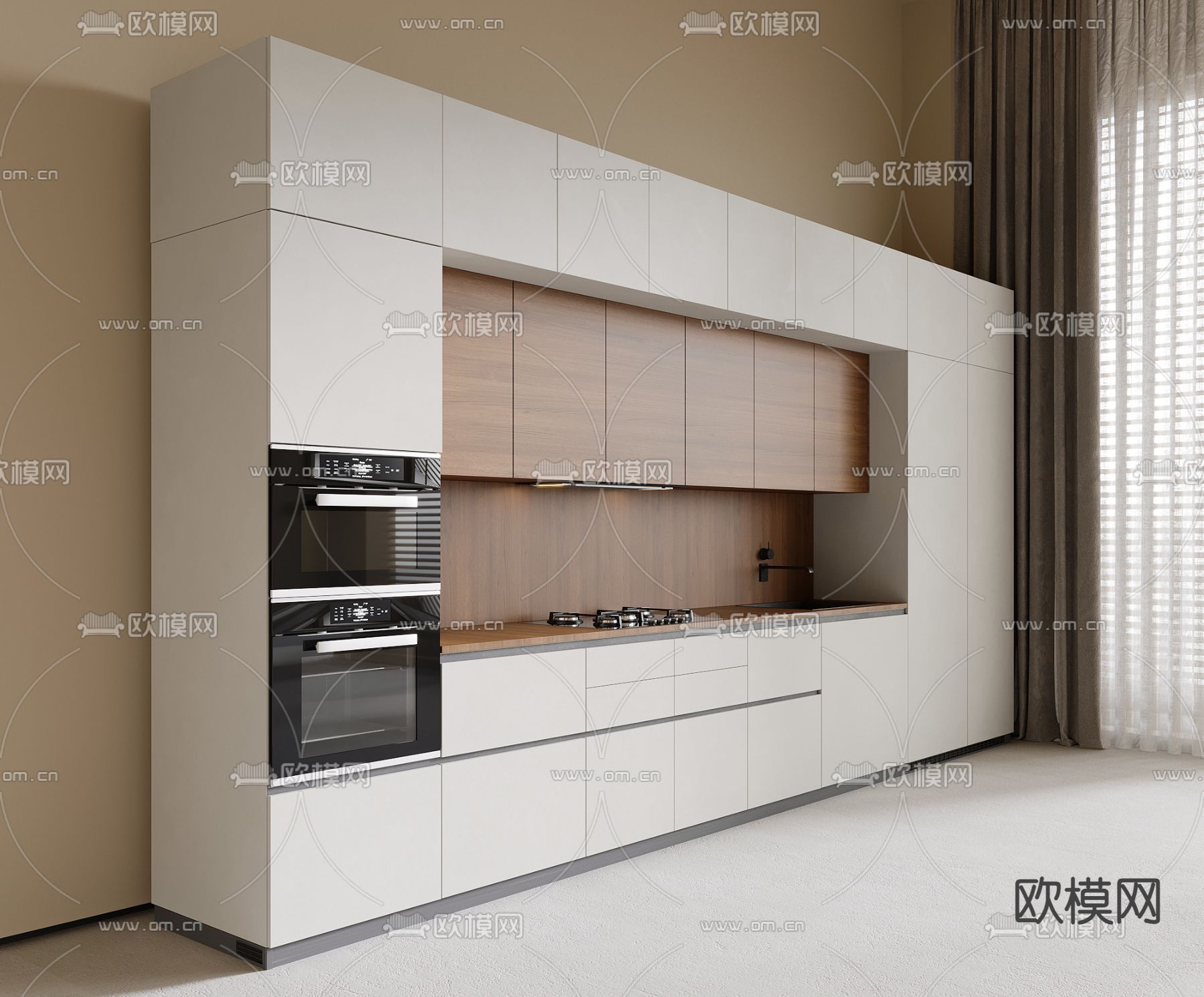 现代橱柜3d模型下载