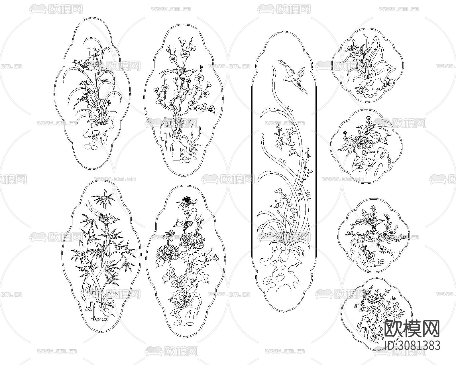 中式雕刻cad图库下载（渲染图8）
