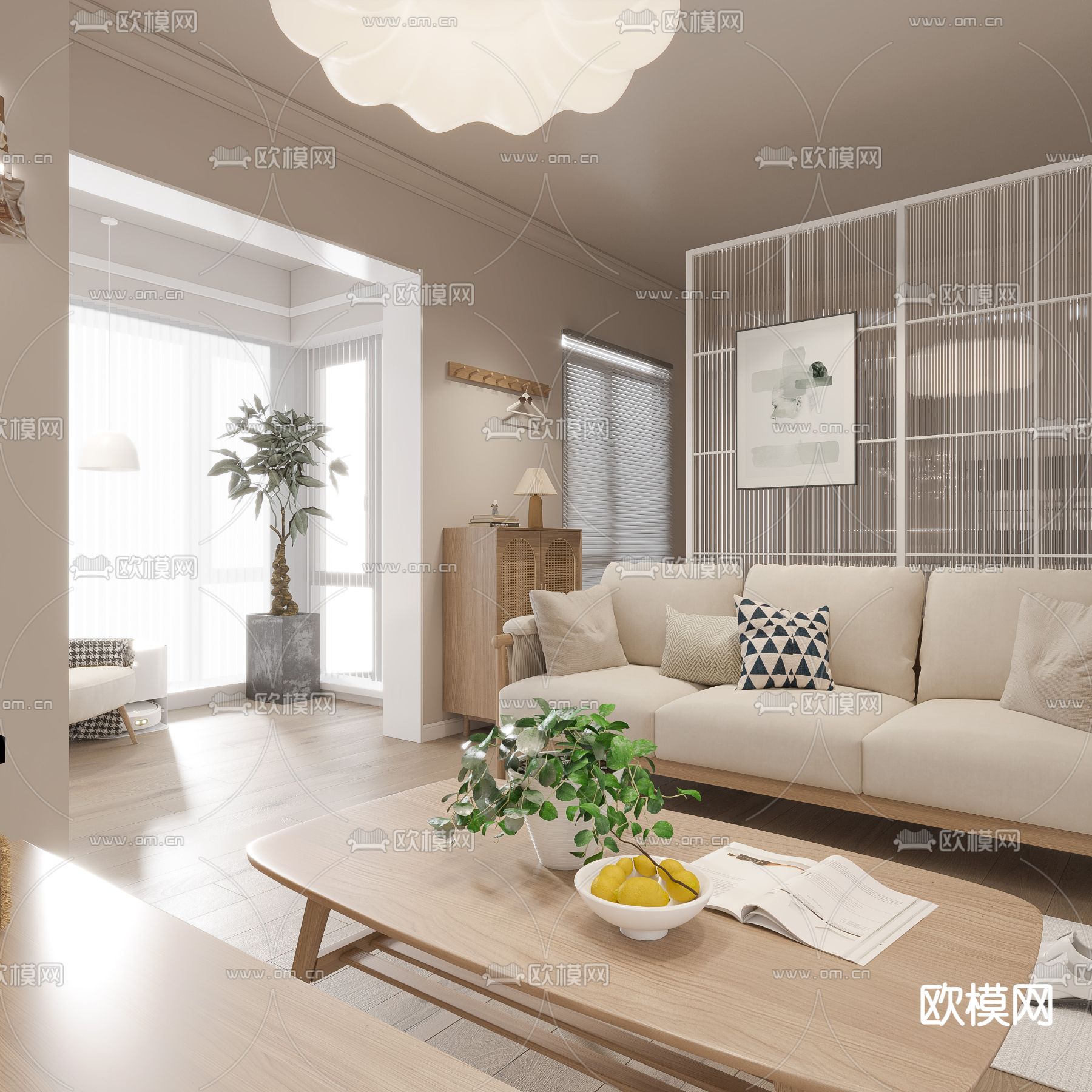 北欧单身公寓su模型下载（渲染图2）