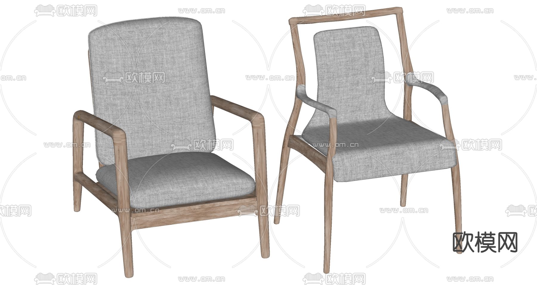 侘寂风休闲椅su模型下载（渲染图1）