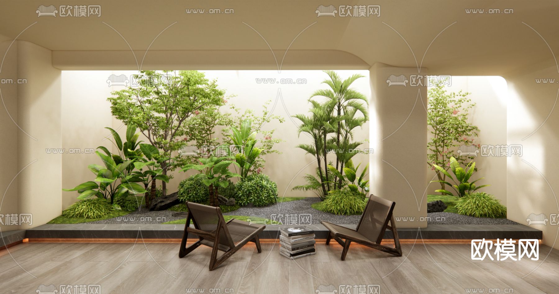 奶油风景观造景 庭院小品su模型下载（渲染图3）