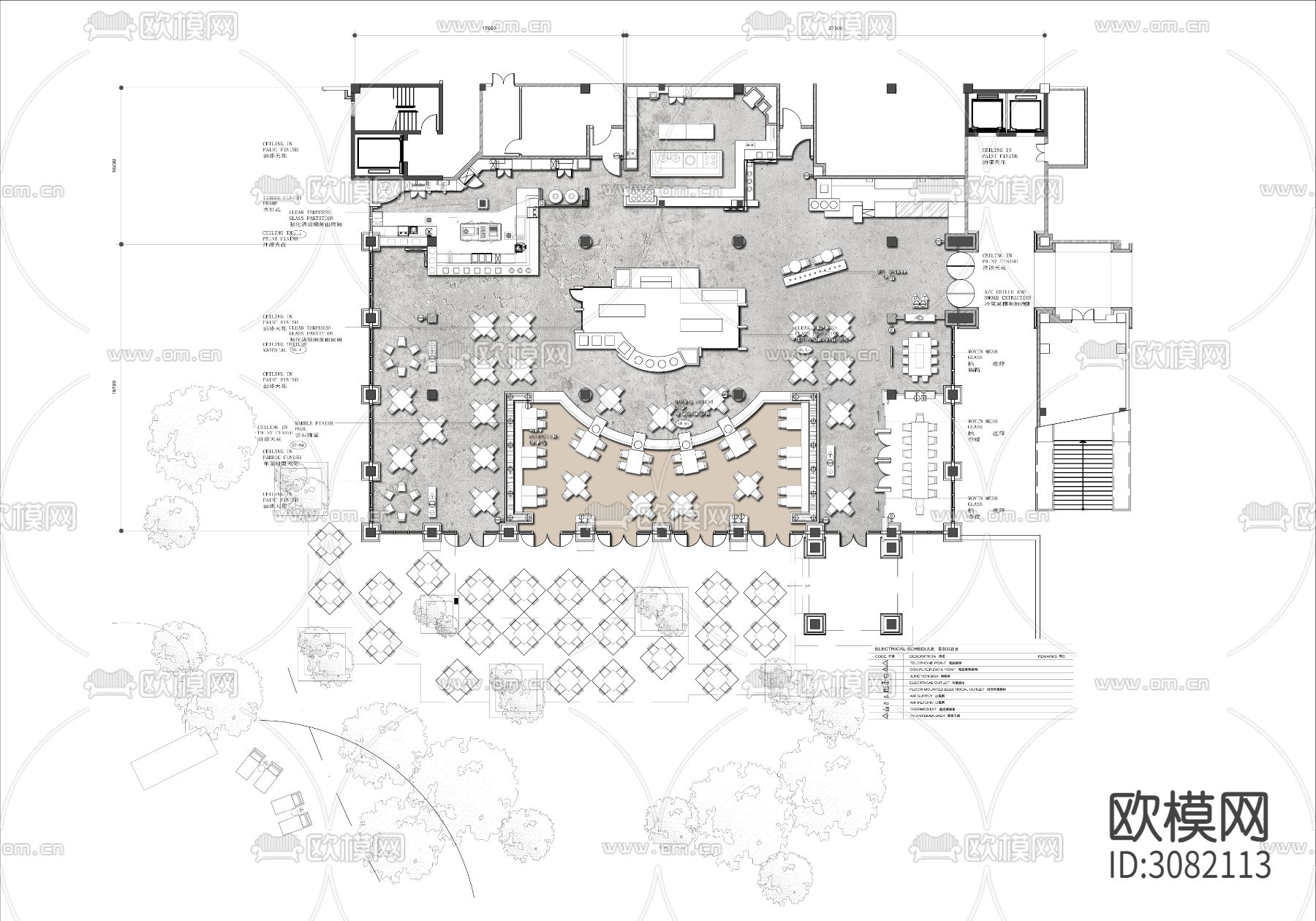五星级酒店全日餐厅cad平面图下载