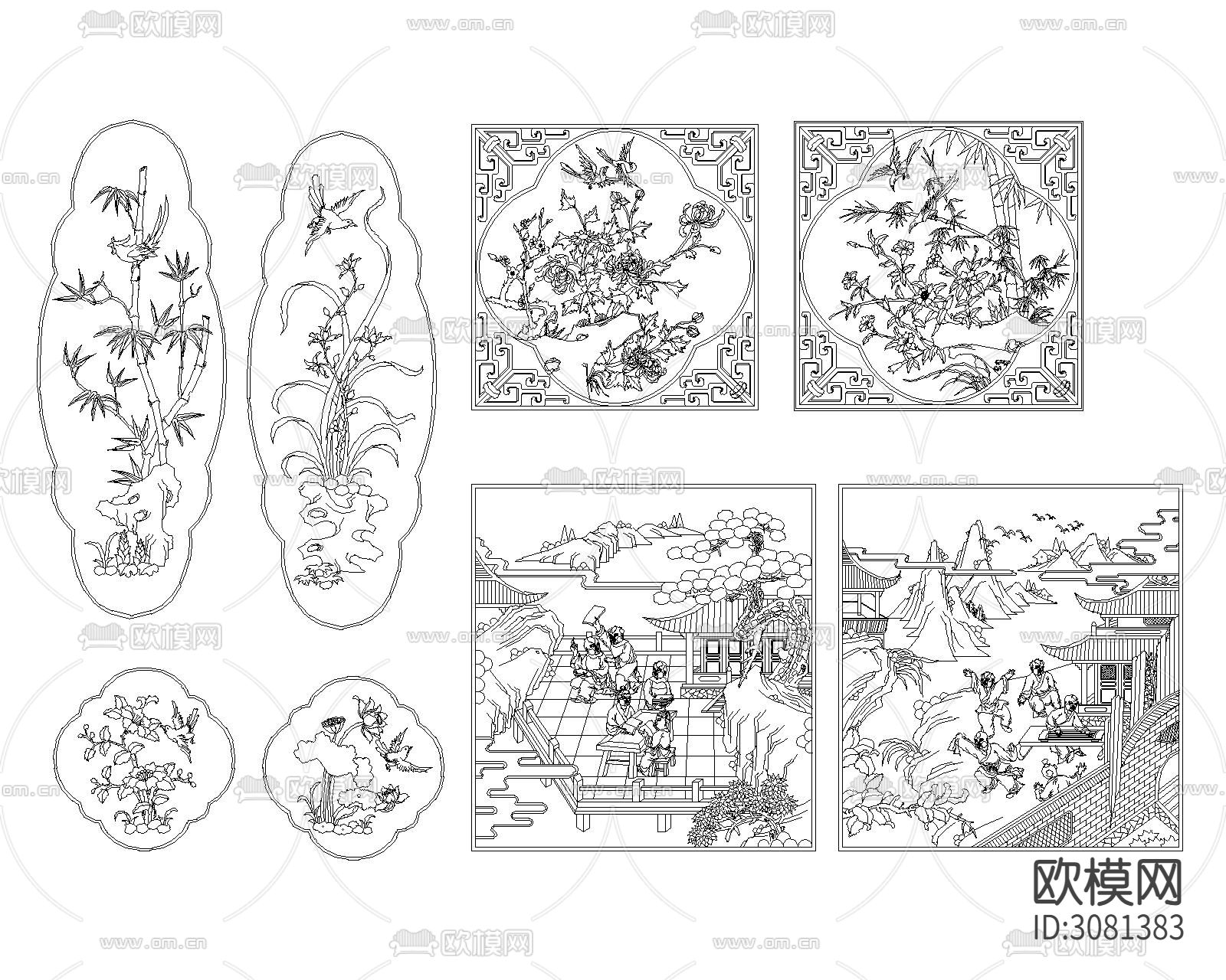 中式雕刻cad图库下载（渲染图7）