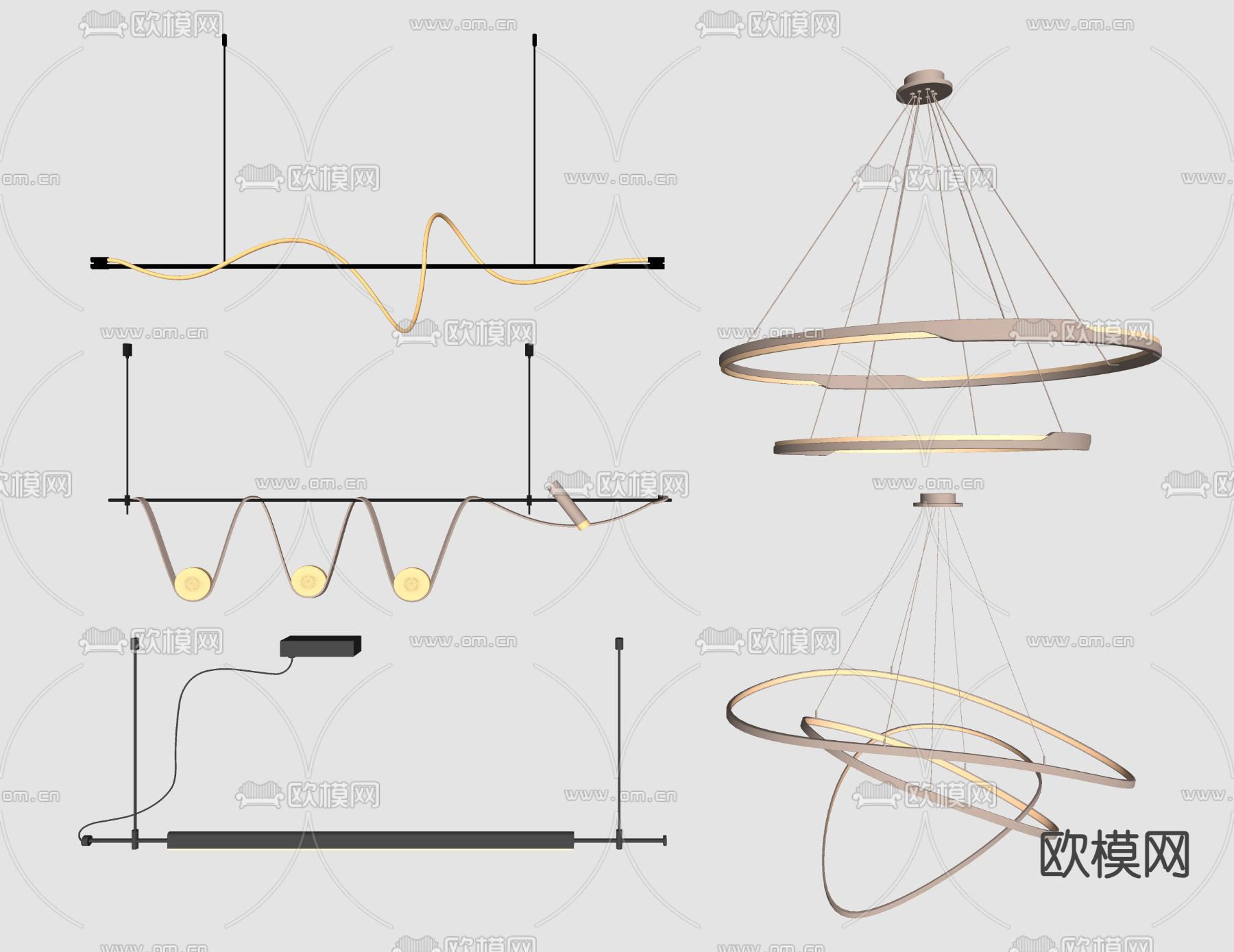 现代吊灯su模型下载（渲染图1）