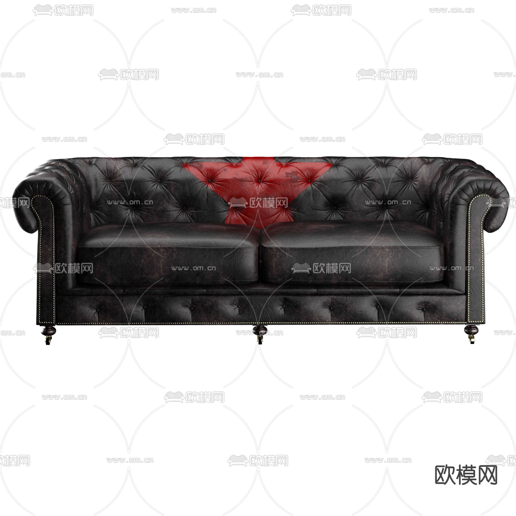 双人沙发 皮革沙发3d模型下载（渲染图1）