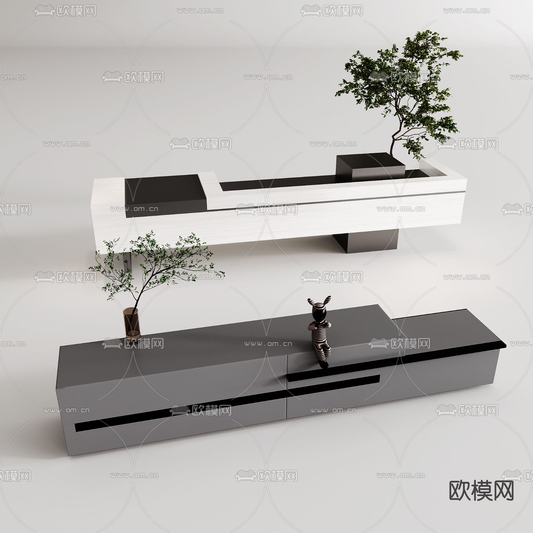 现代前台su模型下载（渲染图2）