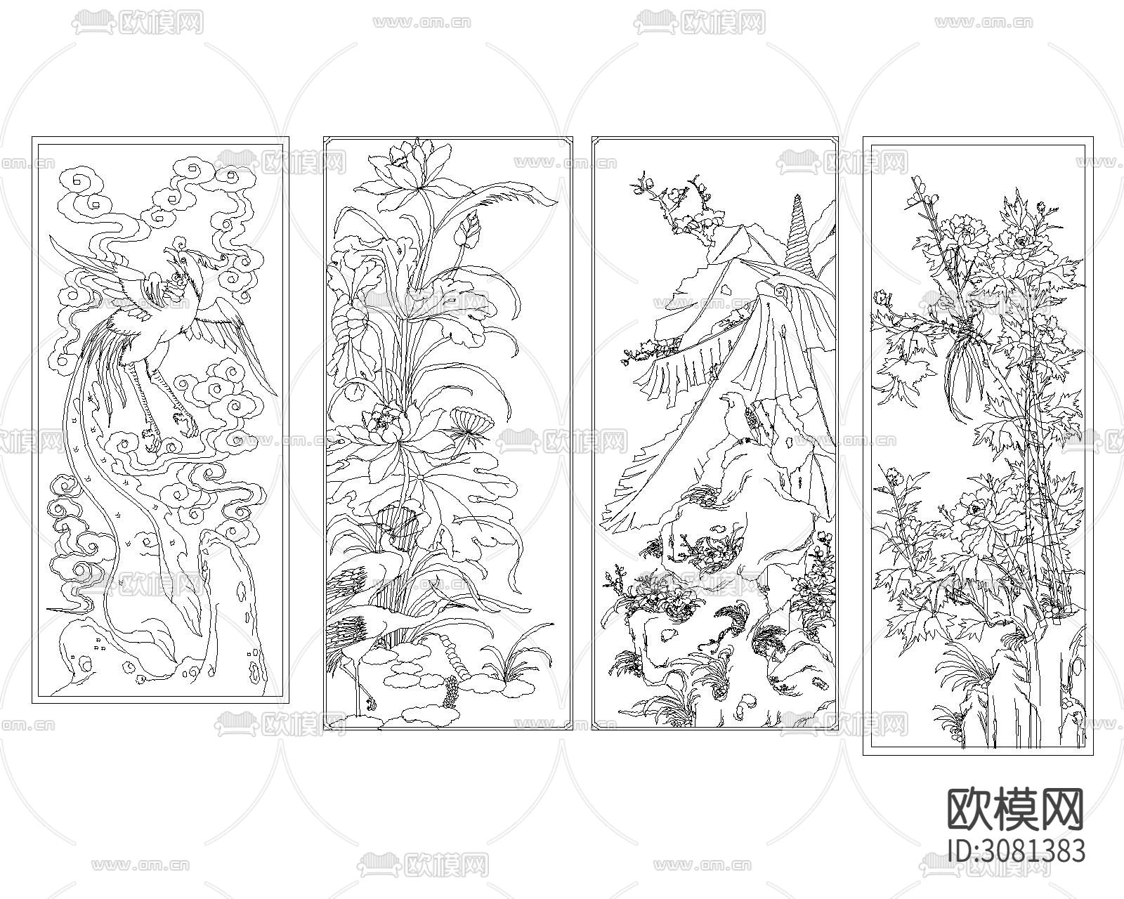 中式雕刻cad图库下载（渲染图9）