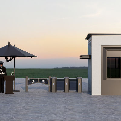 保安亭岗亭 警卫su模型