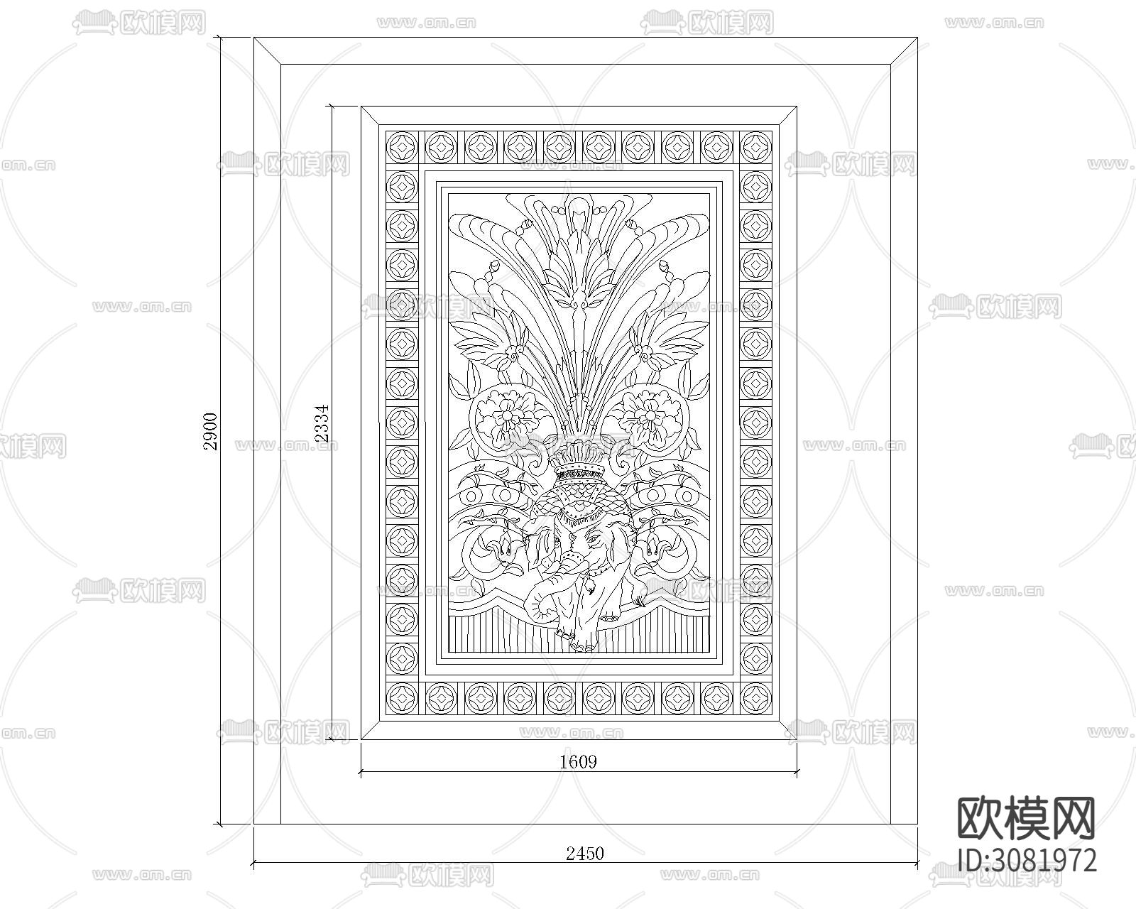 屏风cad图库下载（渲染图7）