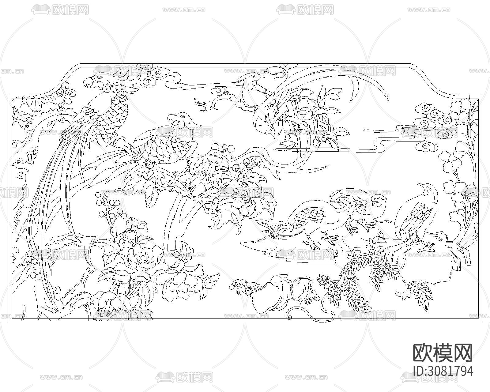 富贵花开国色天香牡丹花cad图库下载（渲染图7）