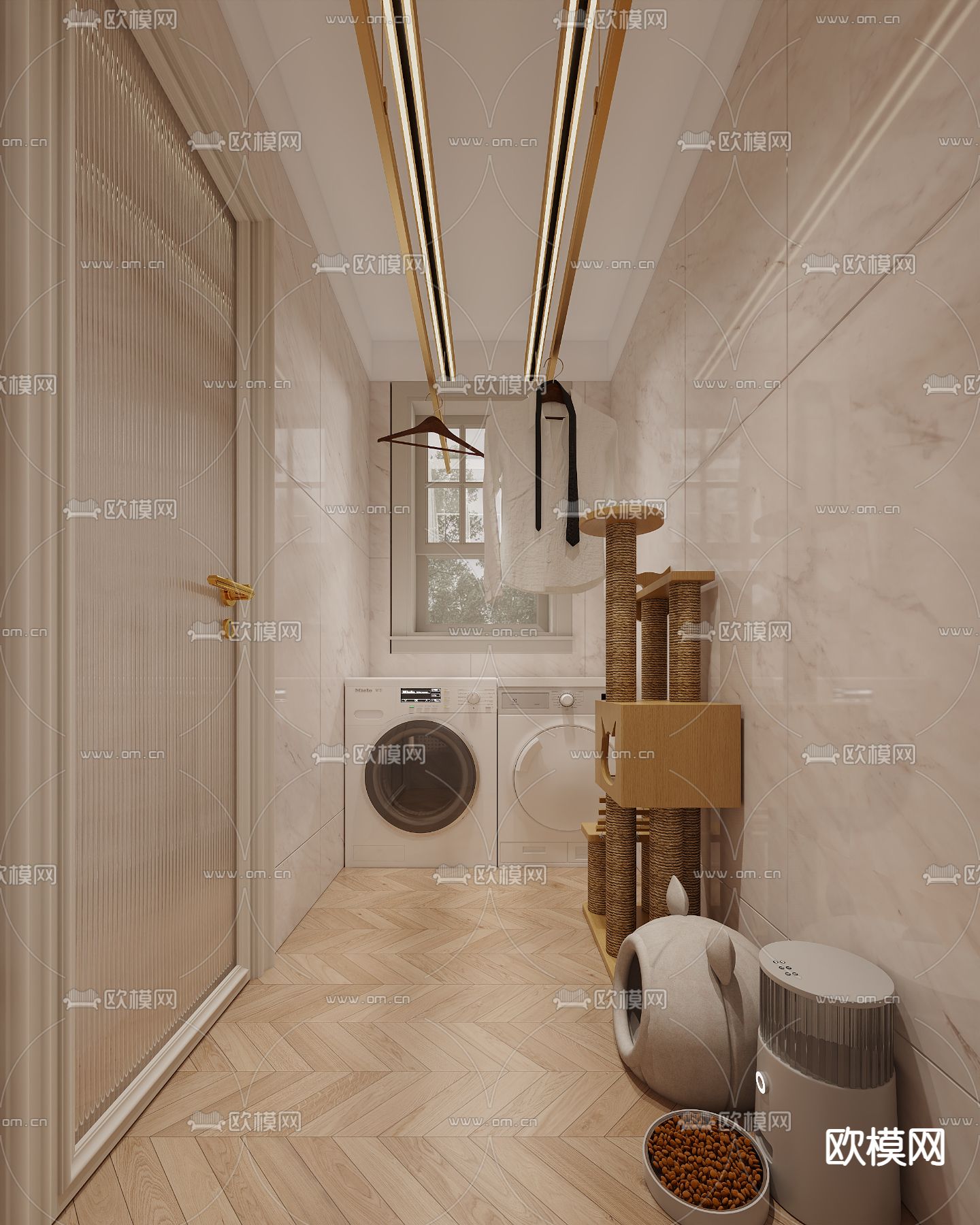 阳台晒衣区 猫屋3d模型下载