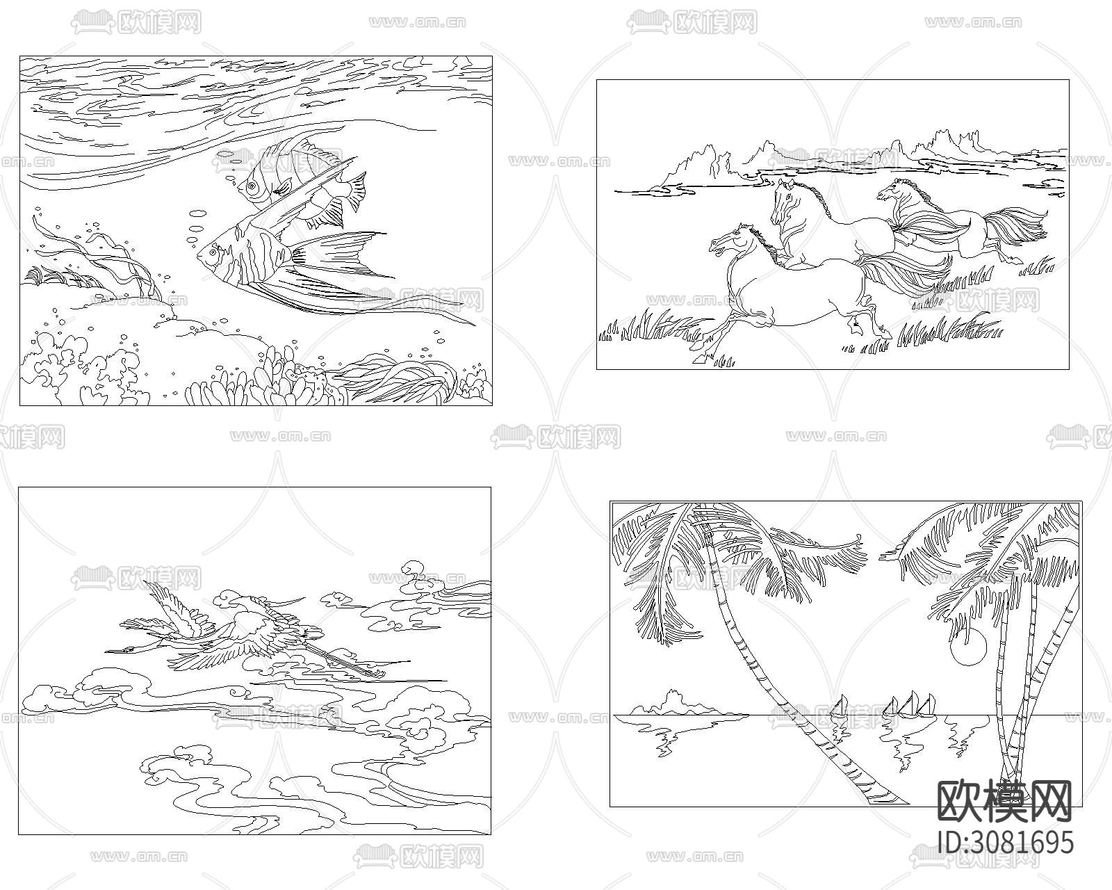 装饰画cad图库下载（渲染图3）