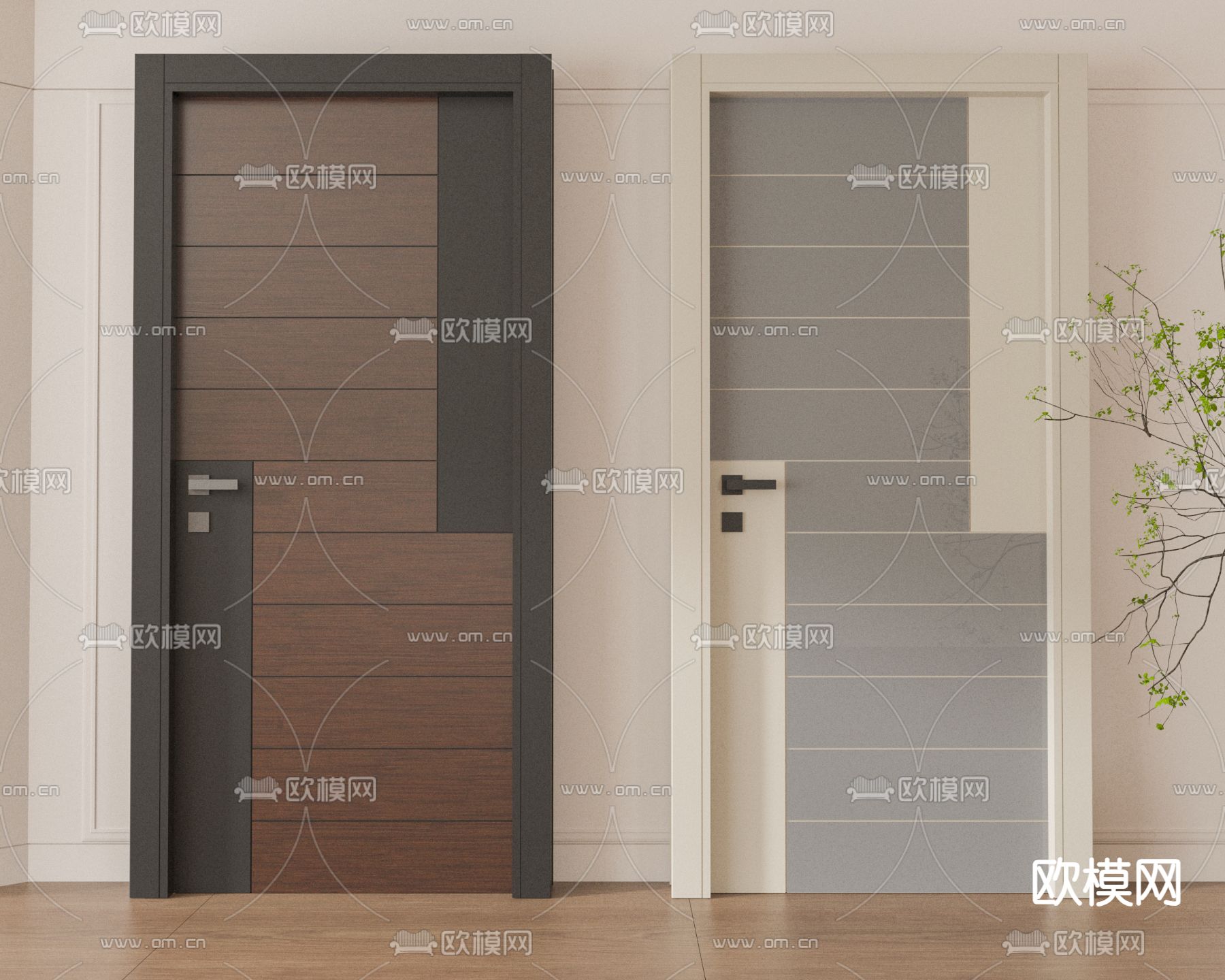 现代单开门 平开门 房门3d模型下载