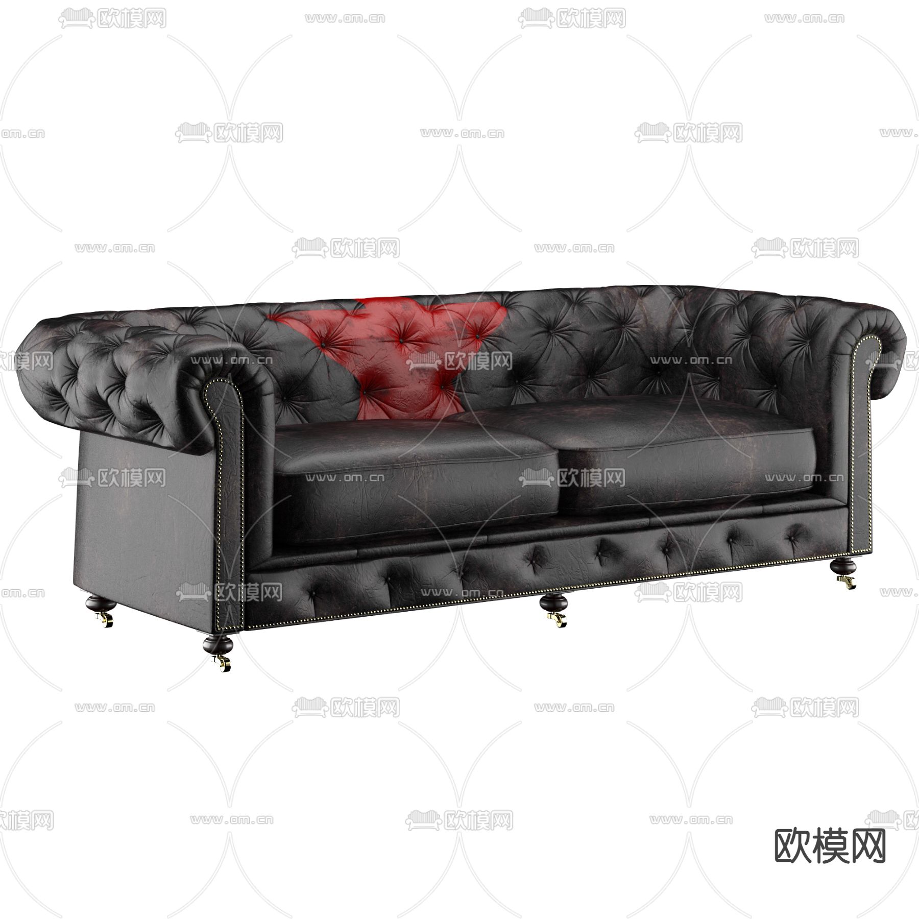 双人沙发 皮革沙发3d模型下载（渲染图2）
