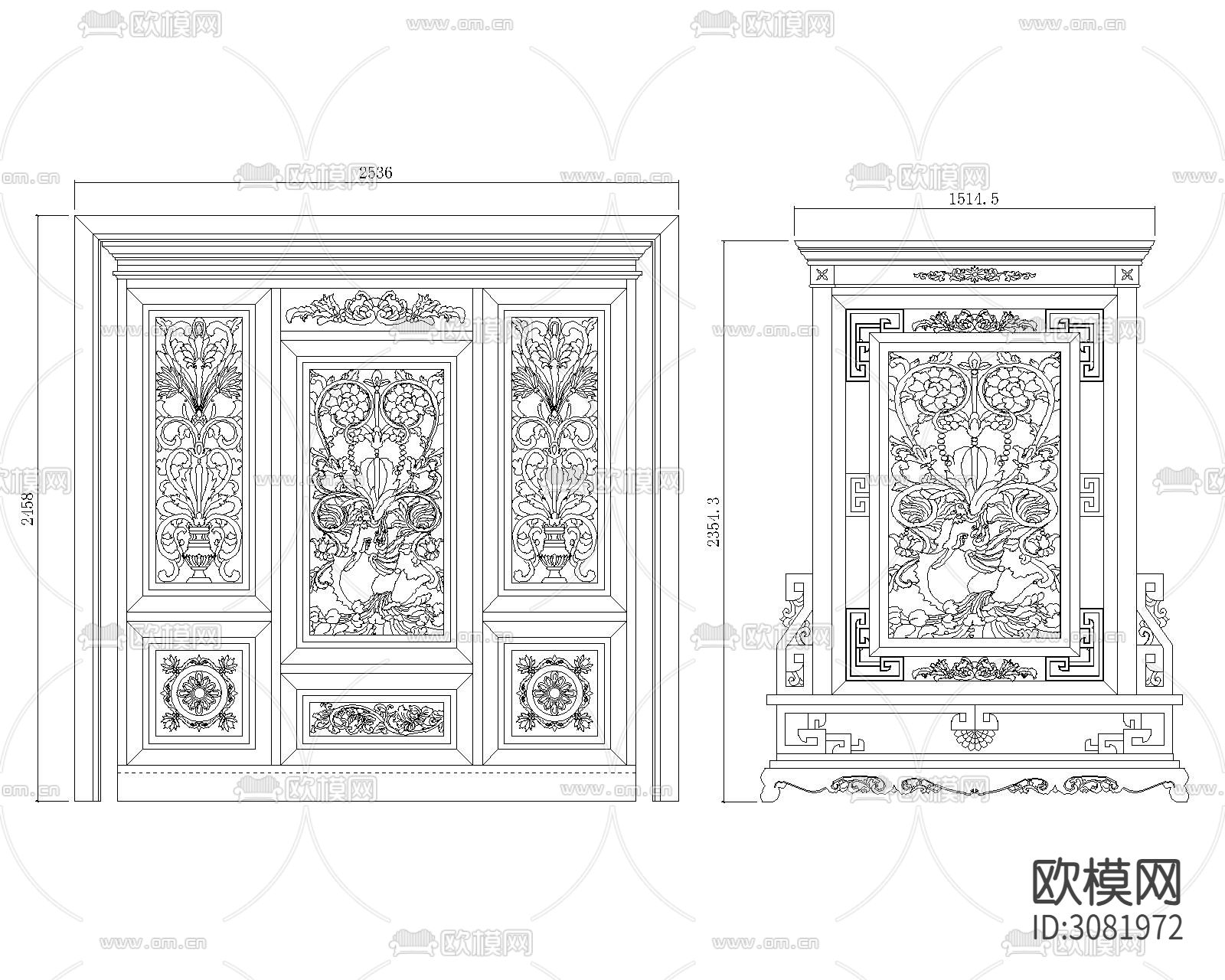 屏风cad图库下载（渲染图4）