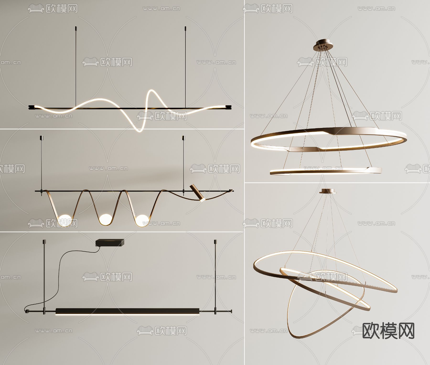 现代吊灯su模型下载（渲染图2）