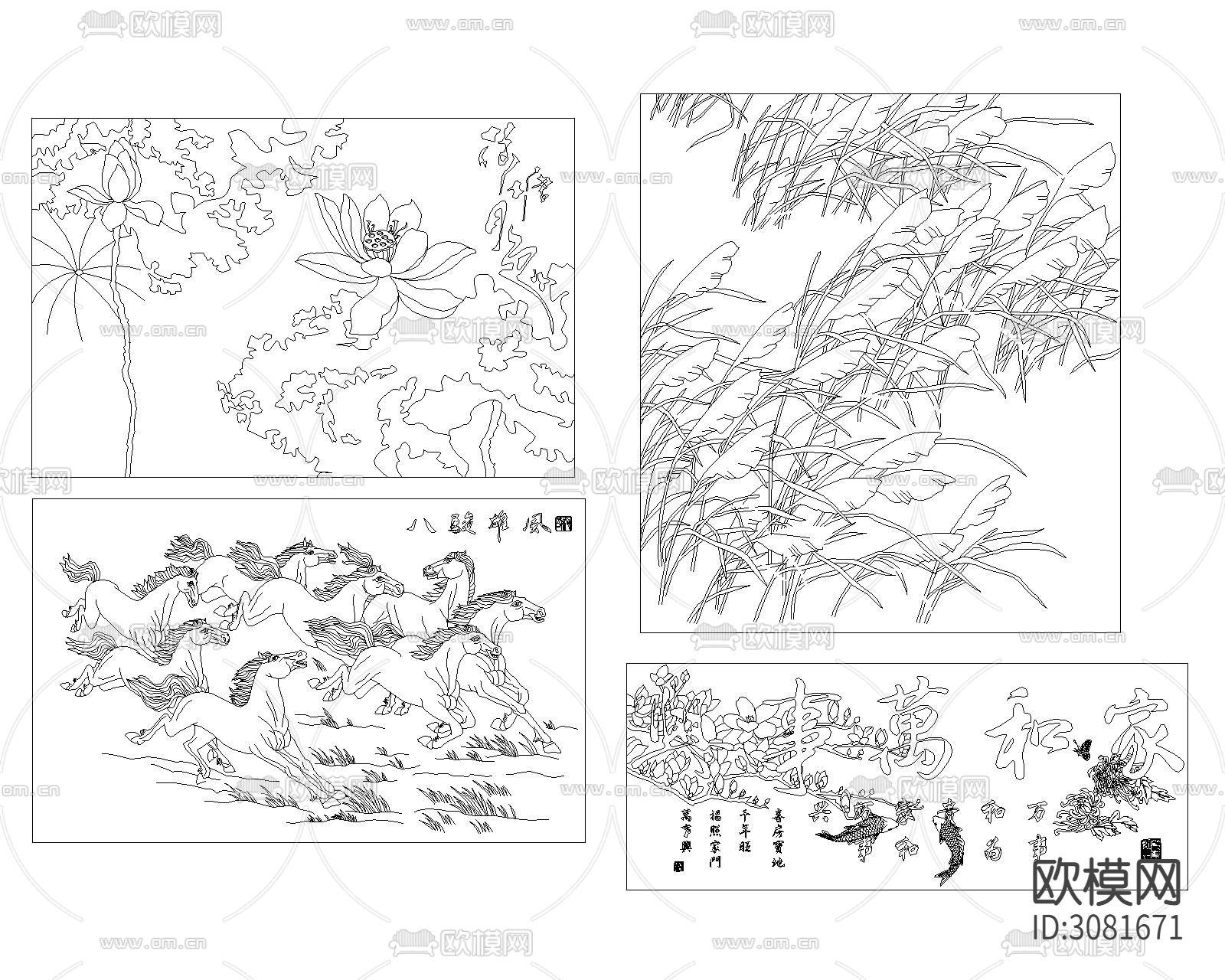 中式雕刻cad图库下载（渲染图1）