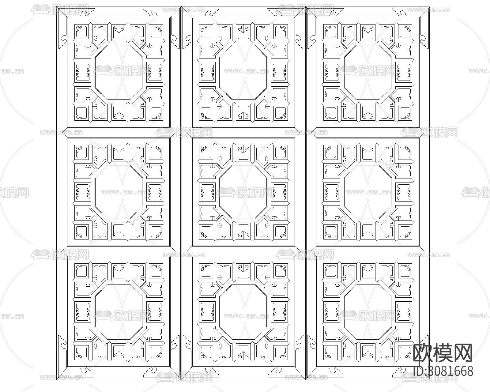 中式雕花cad图库下载（渲染图6）