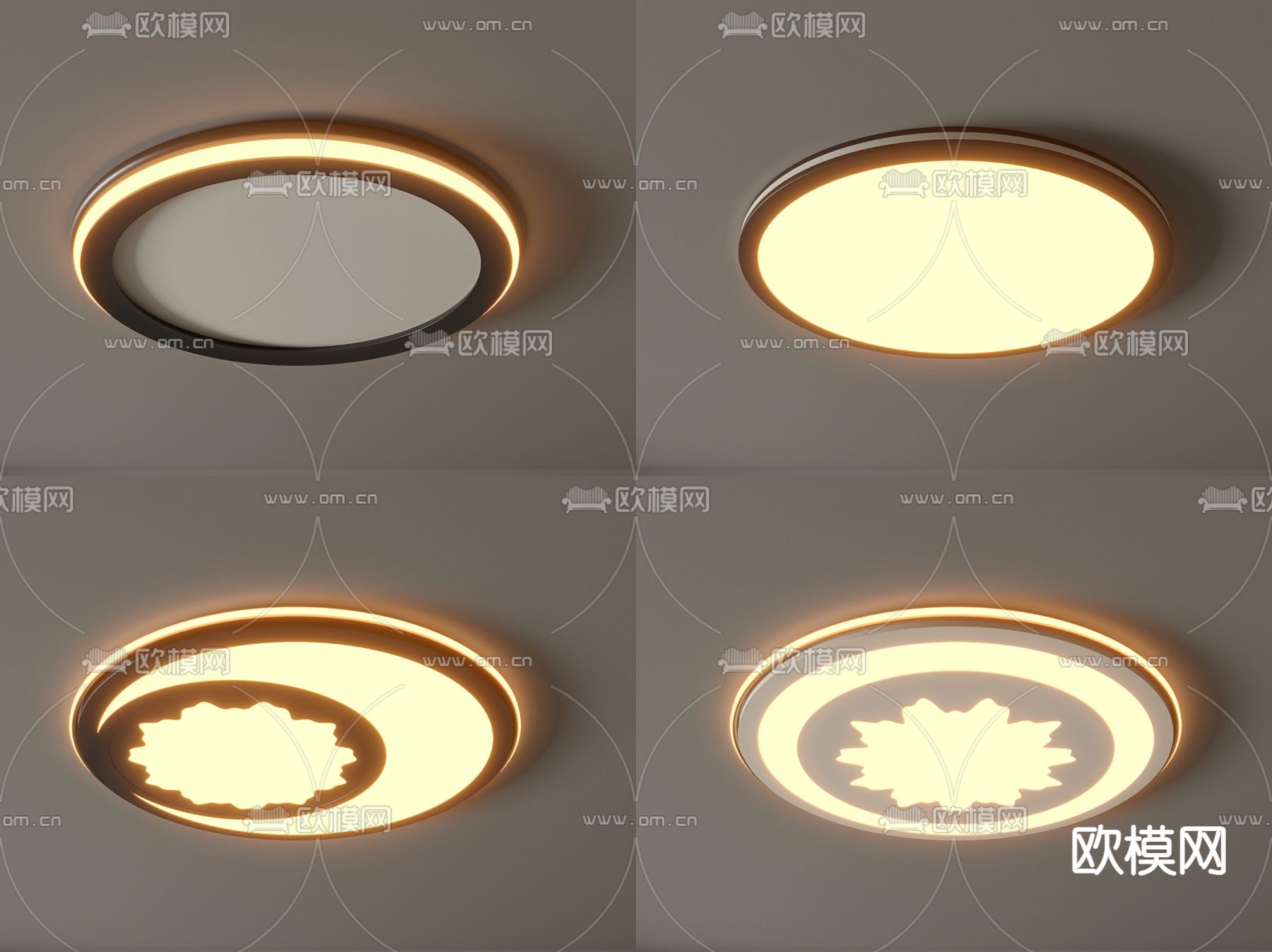 圆形吸顶灯 卧室灯3d模型下载