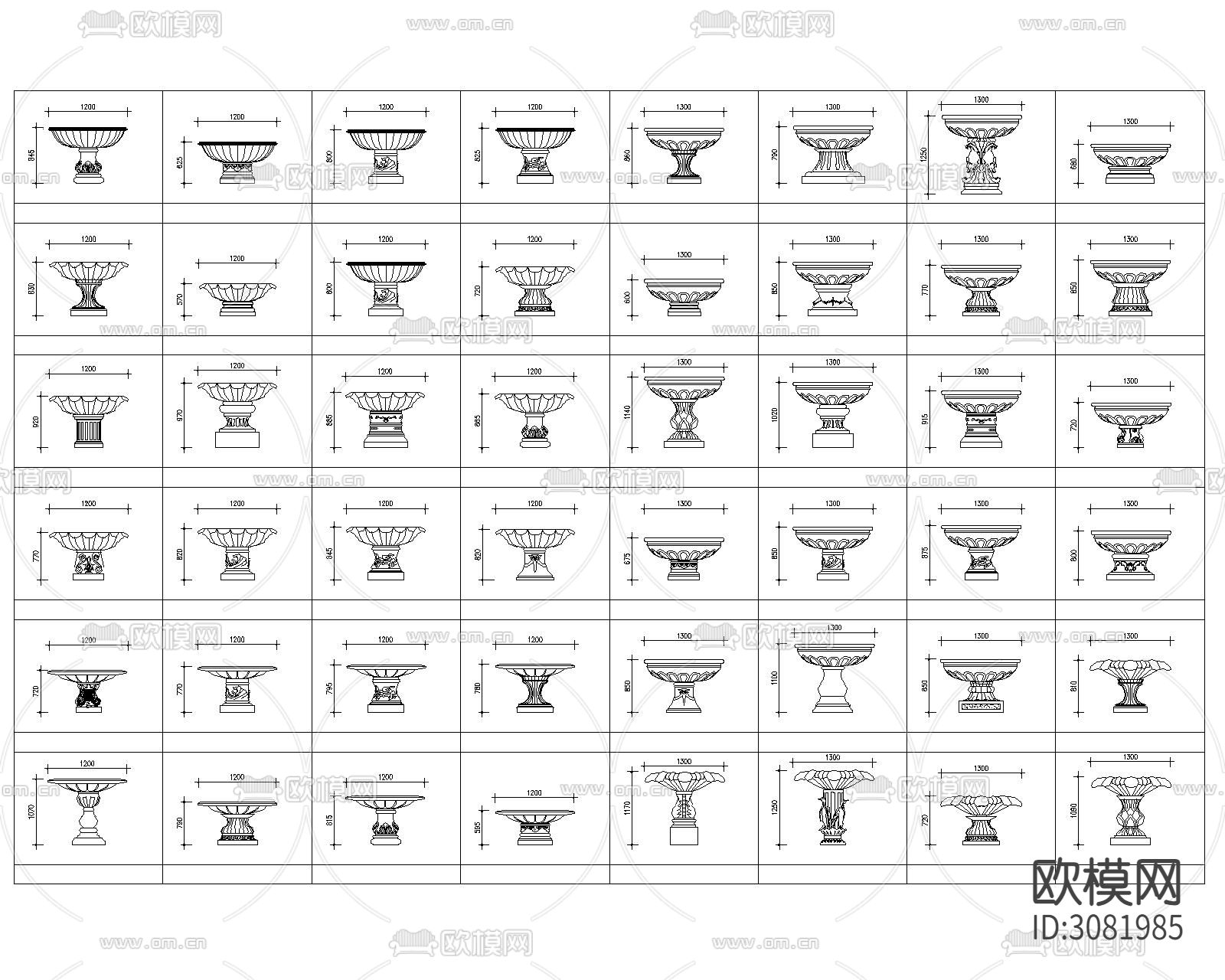 花盆cad图库下载（渲染图2）