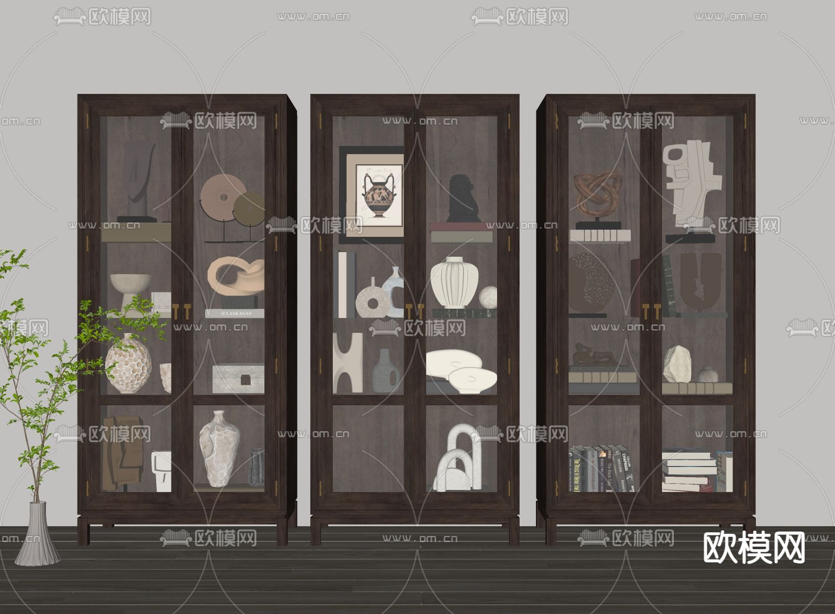 现代装饰柜su模型下载（渲染图1）