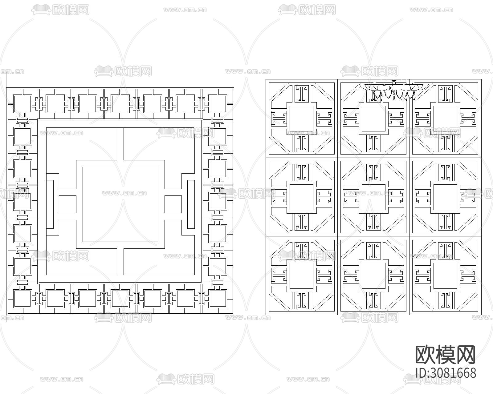 中式雕花cad图库下载（渲染图7）