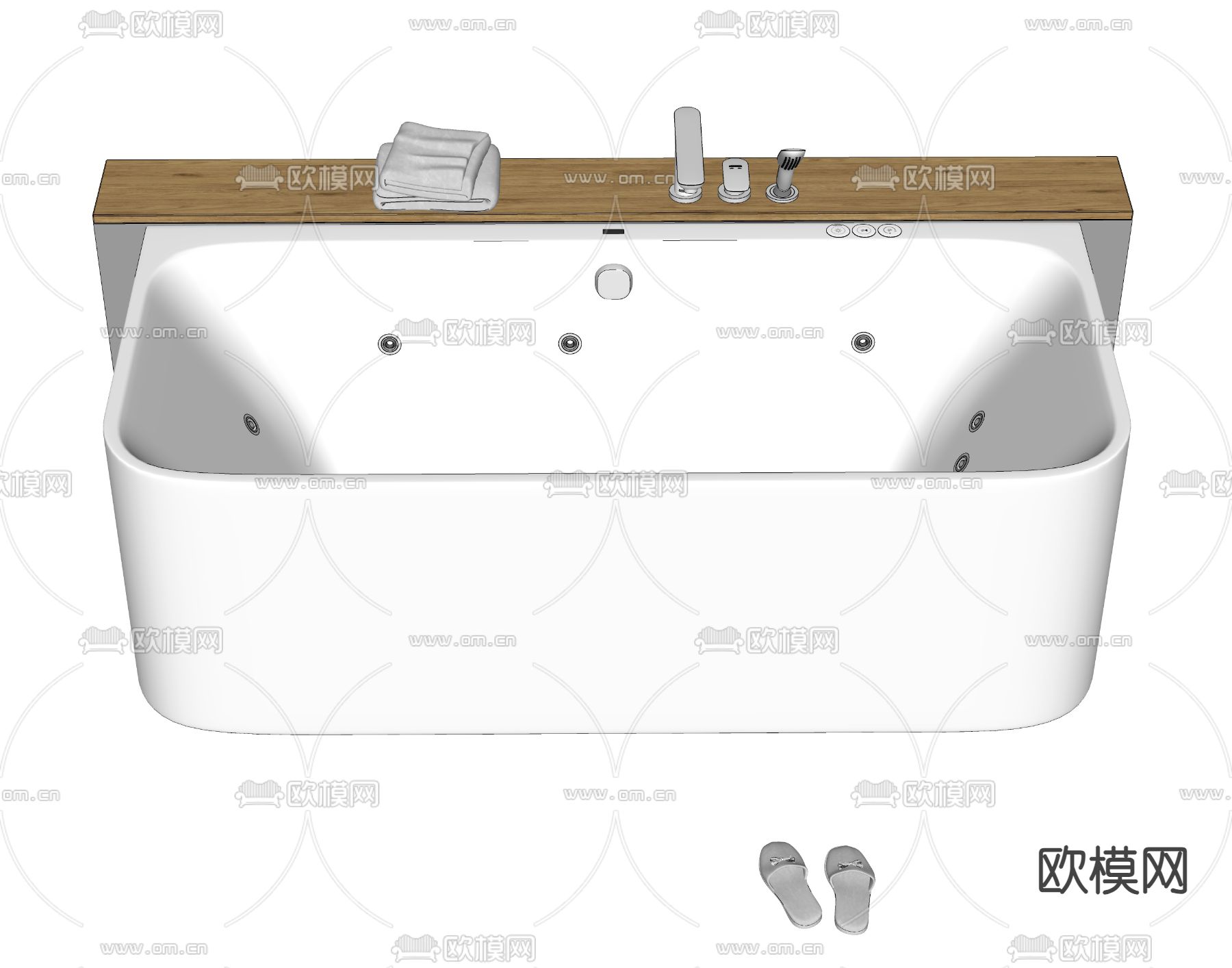 现代按摩浴缸su模型下载（渲染图2）