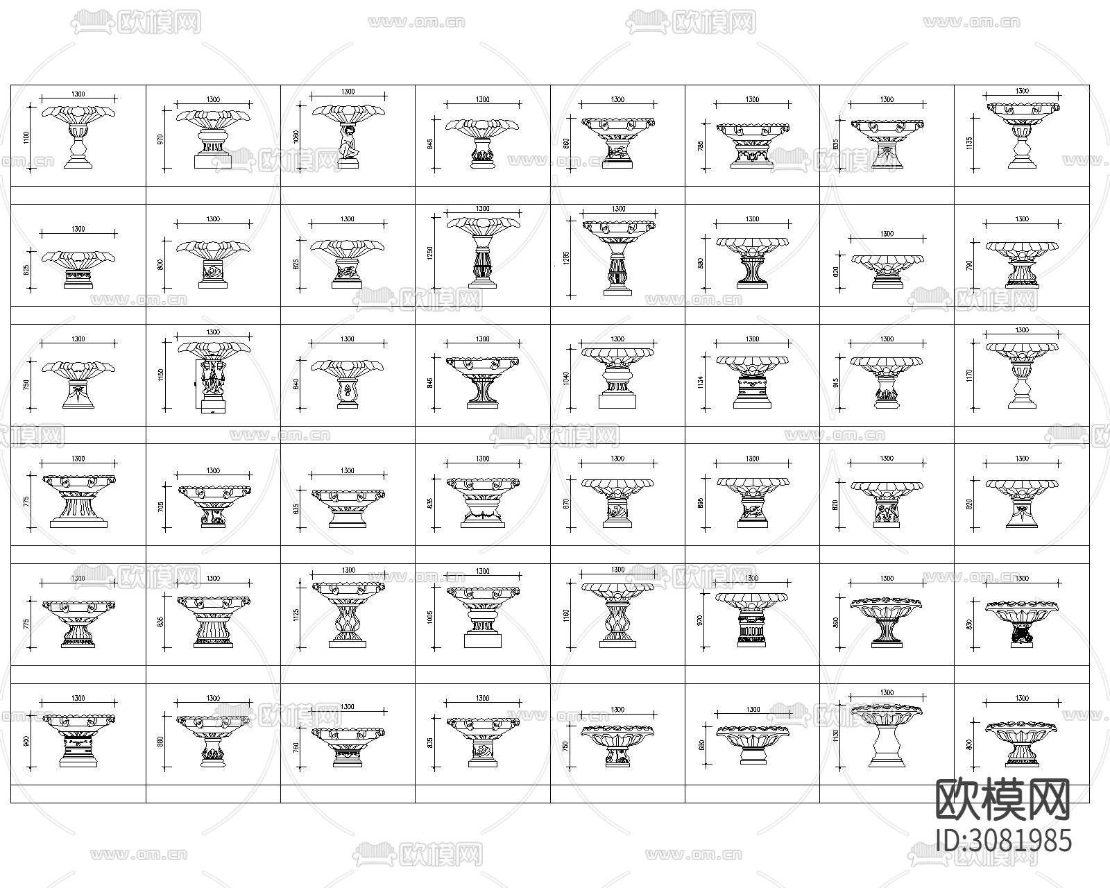 花盆cad图库下载（渲染图4）