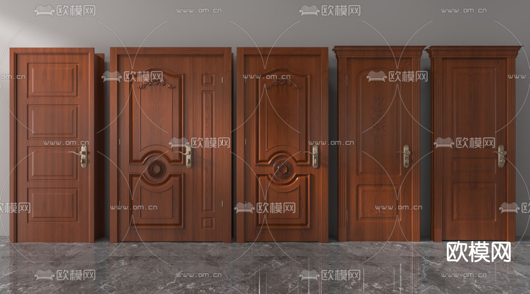 欧式房门 木门 卧室门 平开门3d模型下载
