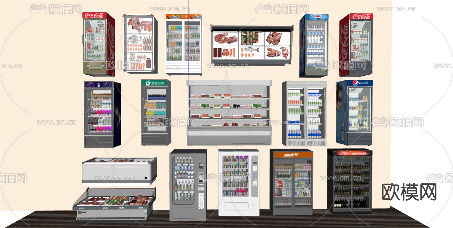 现代冰箱冰柜su模型下载（渲染图1）