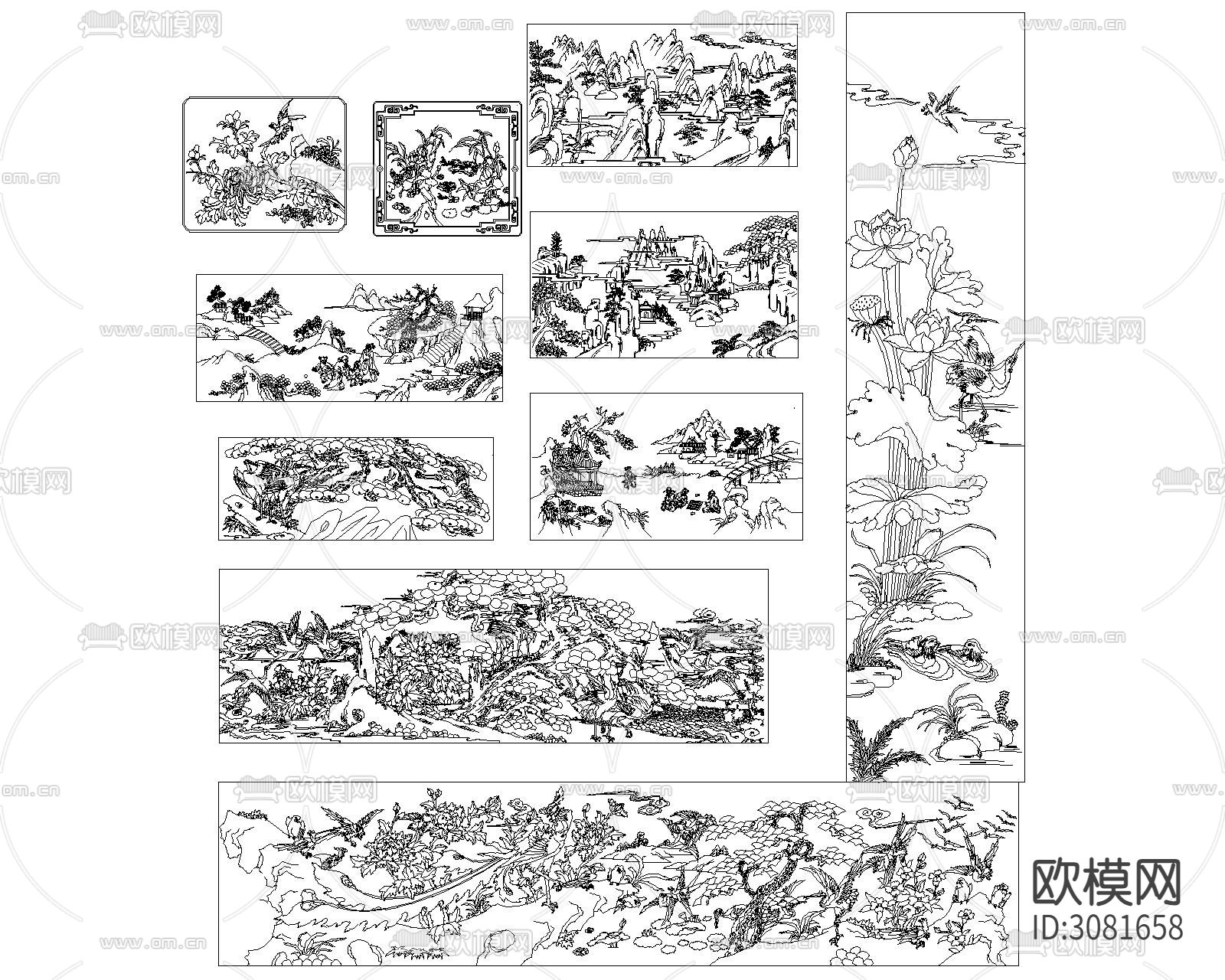 中式雕刻cad图库下载（渲染图6）