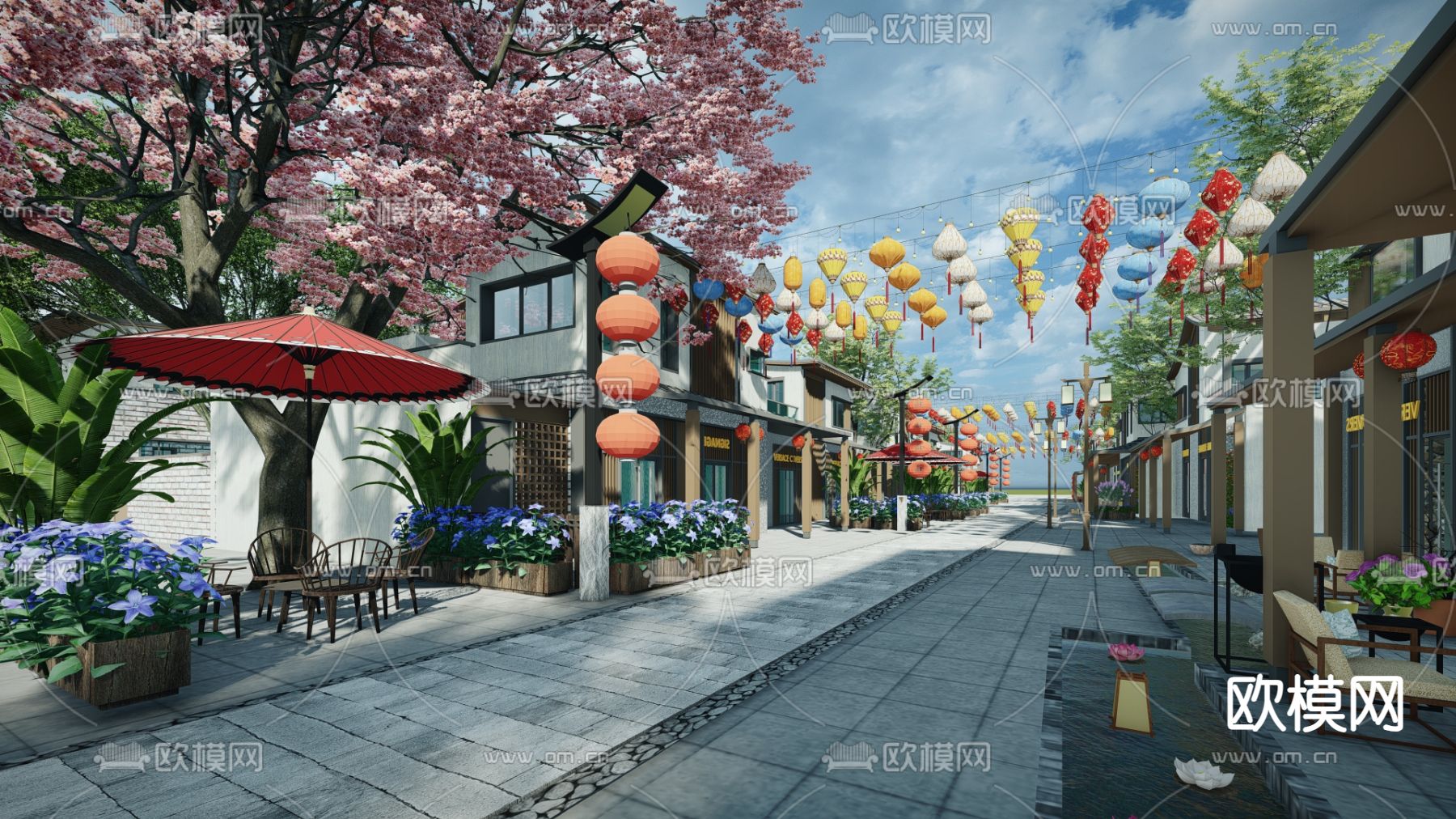 中式传统商业街su模型下载（渲染图3）