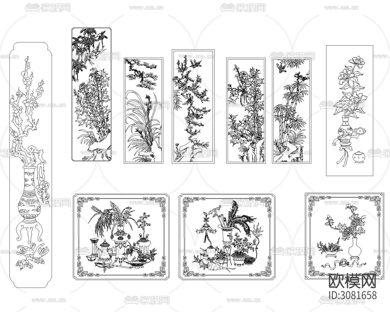 中式雕刻cad图库下载（渲染图7）